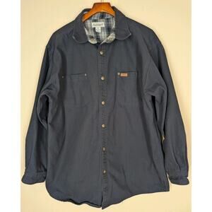 Carhartt Jacket Shirt Mens XL Blue Flannel Lined S296 Canvas Duck Shacket Chore